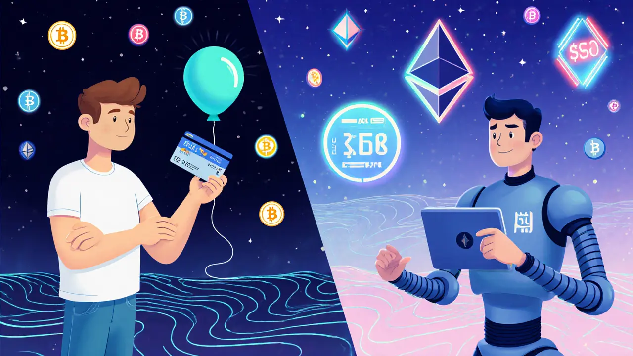 Split scene: a newbie failing to deposit fiat vs. a pro executing a large trade with live reserve proofs.