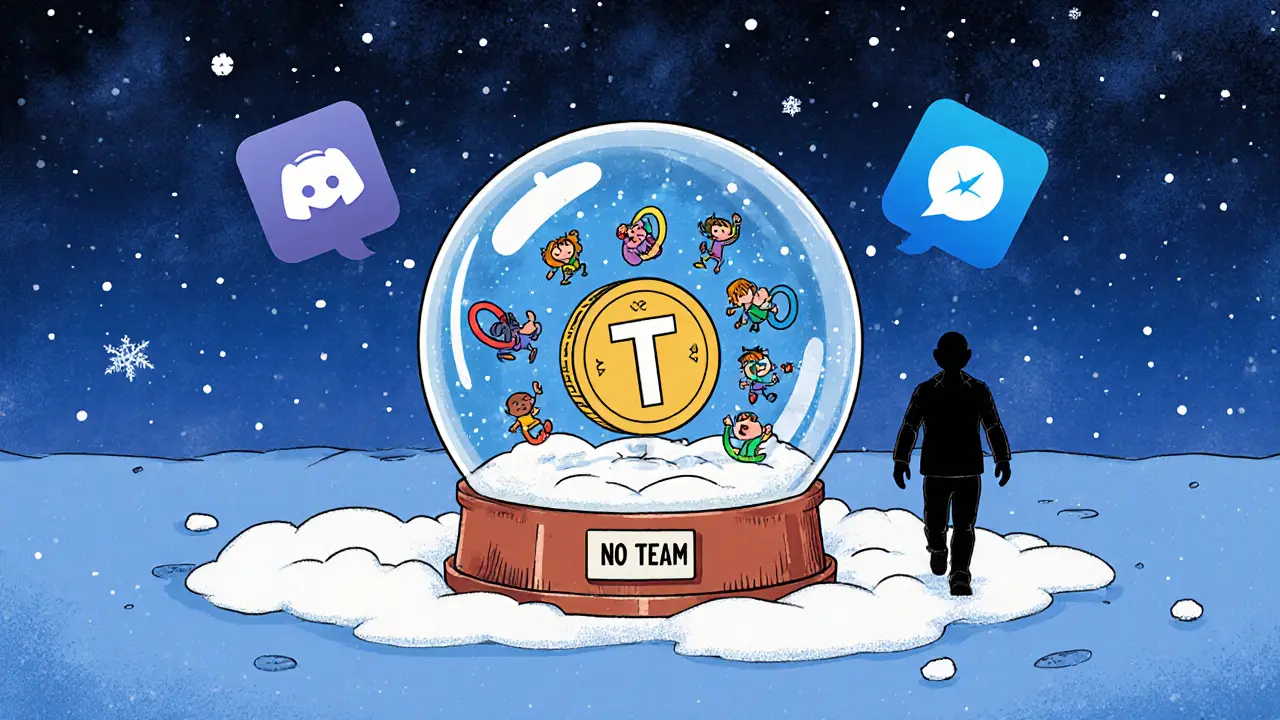 A digital snowglobe containing a looping T23 game world, while a shadowy &#039;No Team&#039; figure walks away.