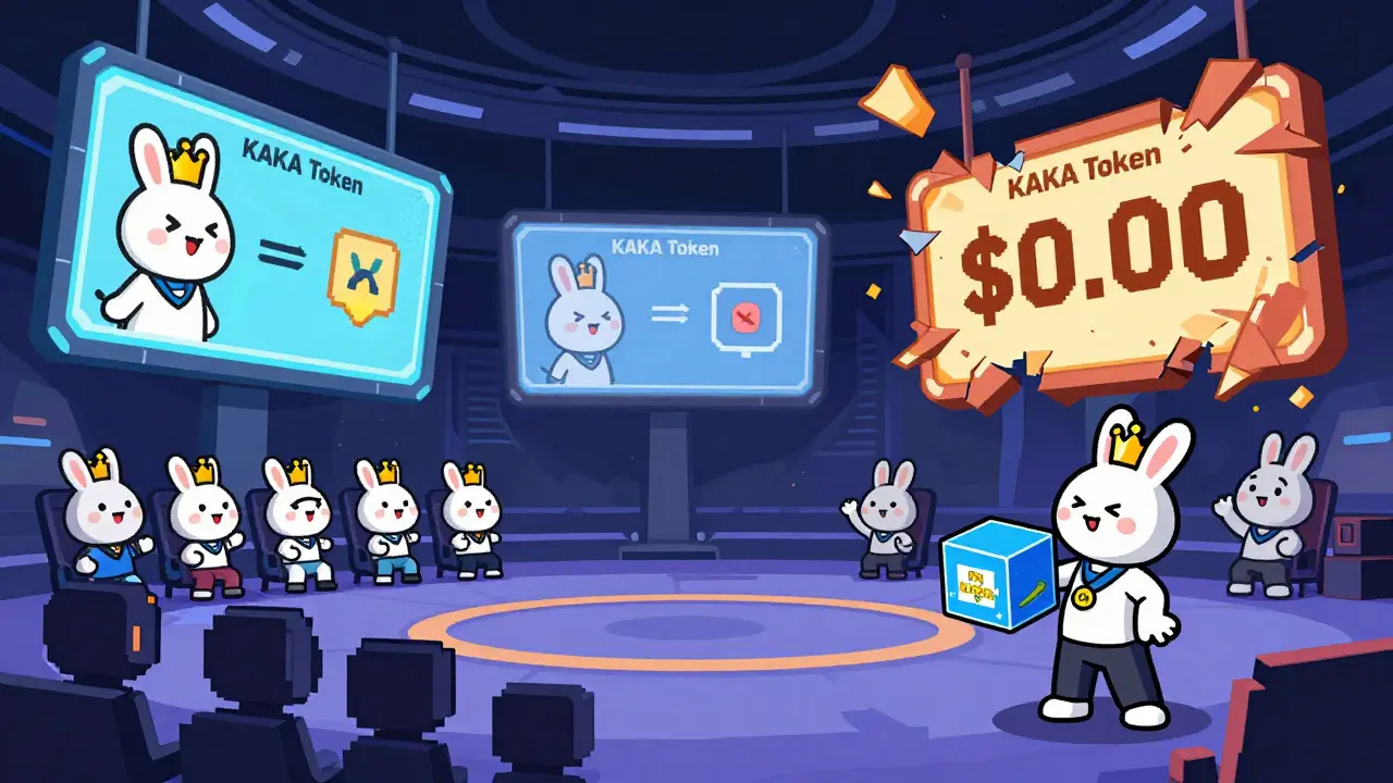 Rabbits predicting e-sports matches in a futuristic arena under a '<h2>What Happens Next?</h2>.00' token sign.