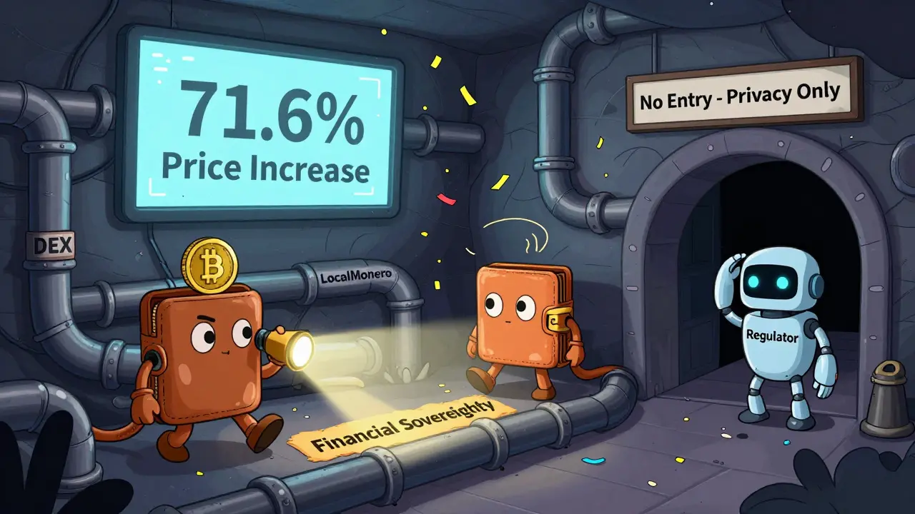 Quirky crypto wallets sneaking through underground tunnels labeled DEX and OTC, with a regulator confused outside.