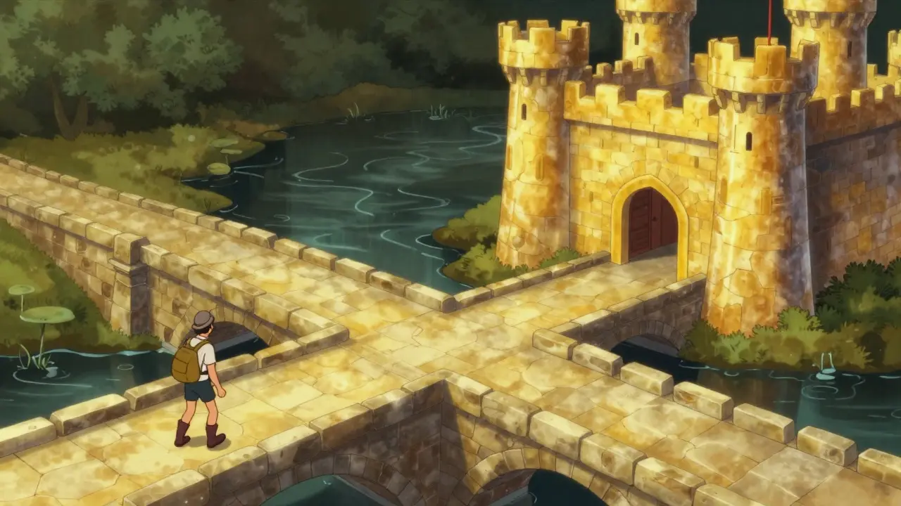 Stable bridge leading to a safe financial building