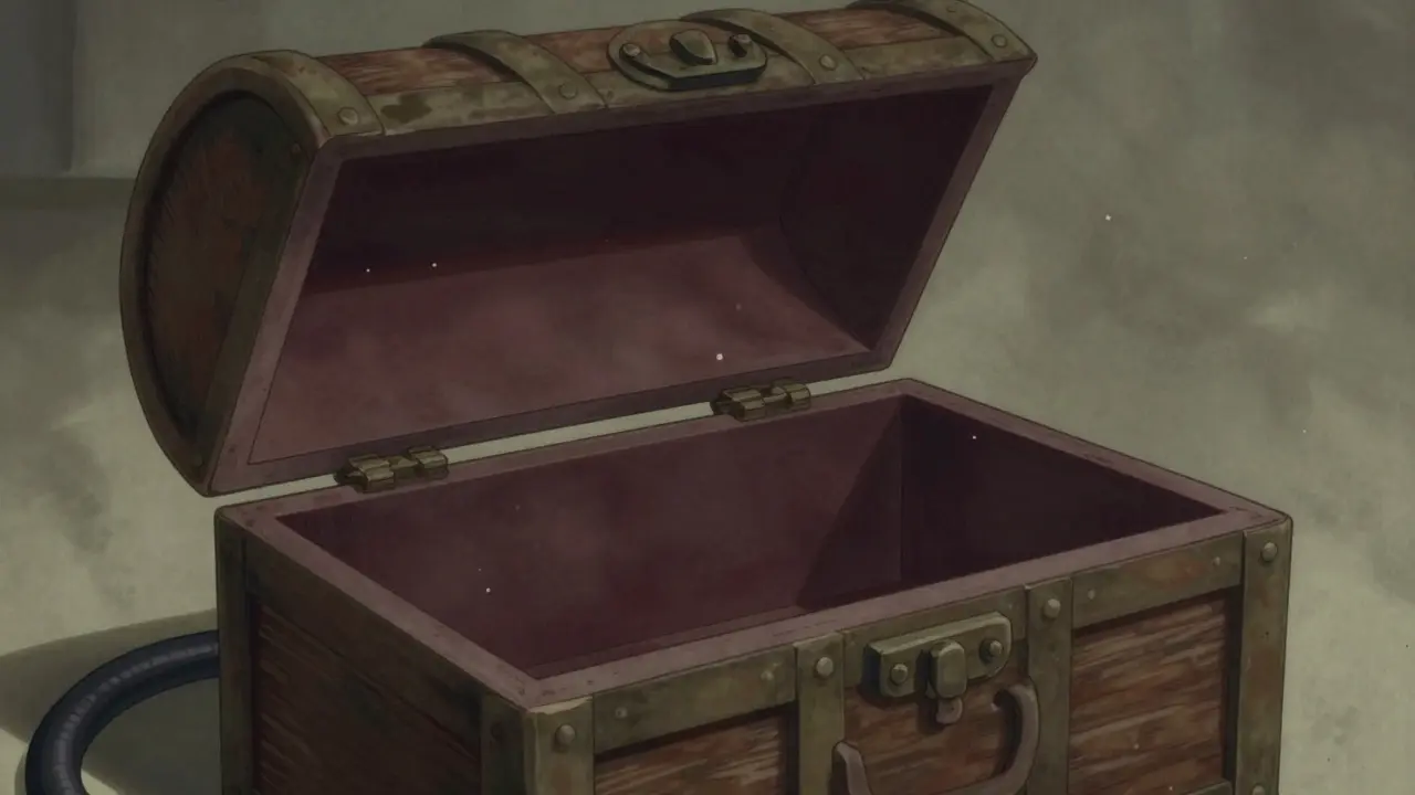 Vintage illustration of an empty vault representing zero supply.