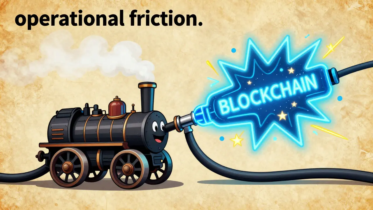 Vintage steam engine attempting to connect to a futuristic neon digital cable.