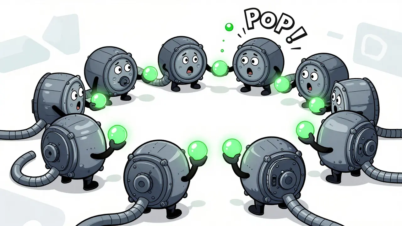Animated vaults losing energy in a broken loop