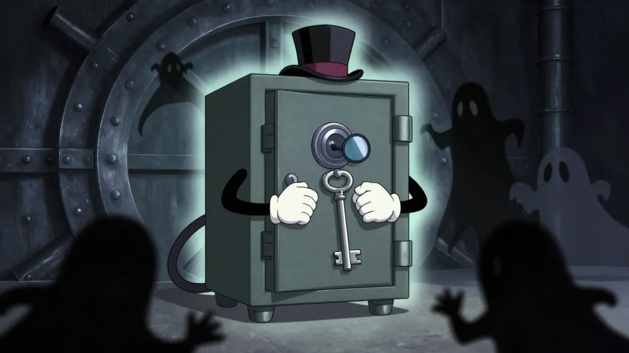 Anthropomorphic safe protecting key from ghosts