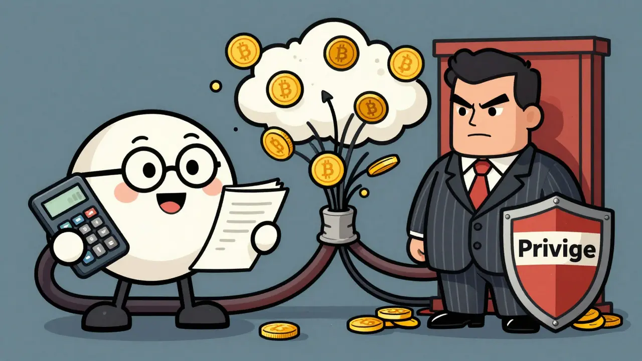 Cartoon comparison of friendly CPA and protective attorney with privilege shield
