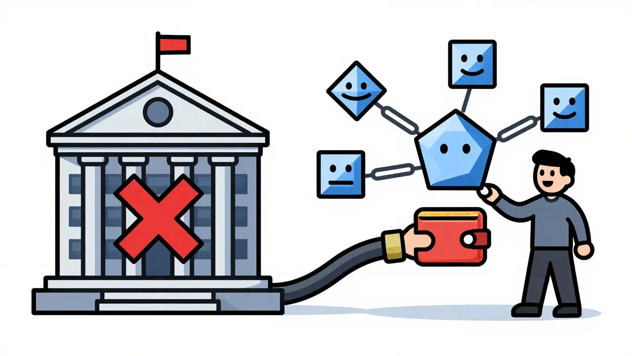 Cartoon user connecting wallet to blockchain network