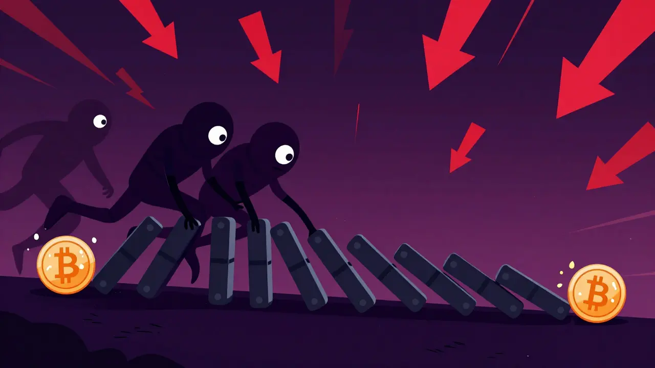 Falling coin characters pushed by shadow bots