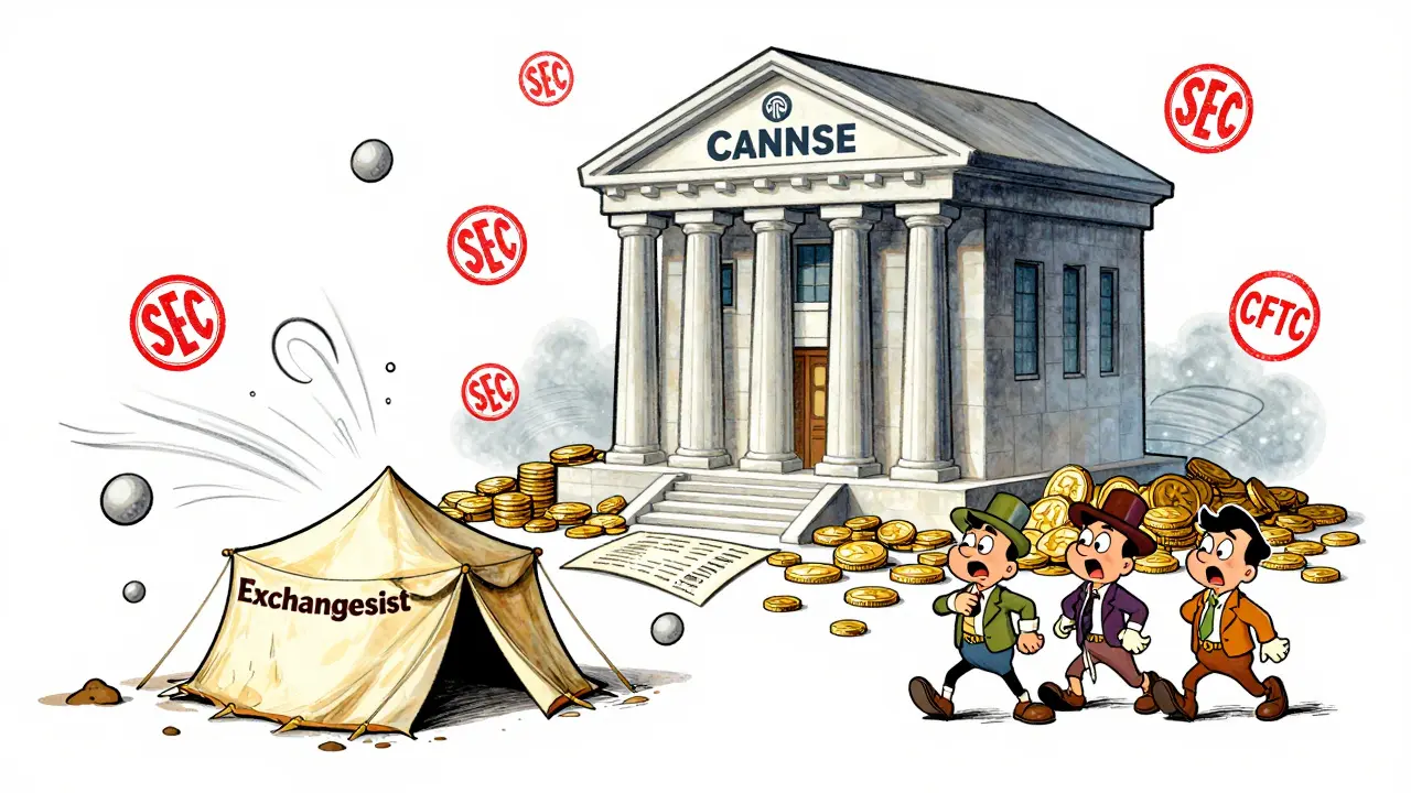 Unregulated exchange tent blowing away vs stable bank building