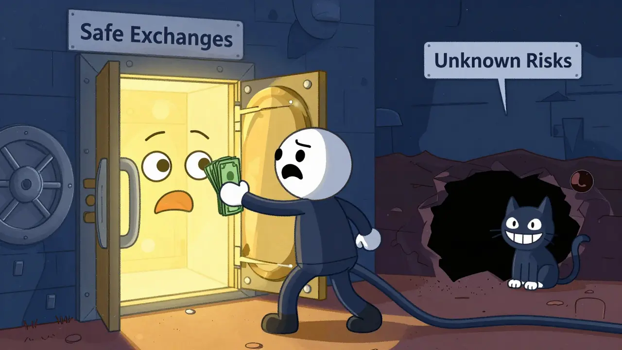 User choosing between safe vault and risky unknown path