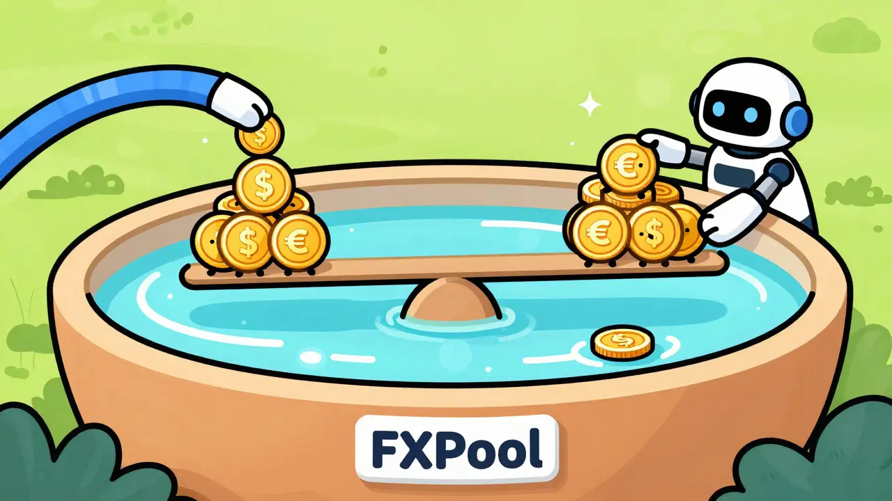 Whimsical illustration of balanced stablecoin pools