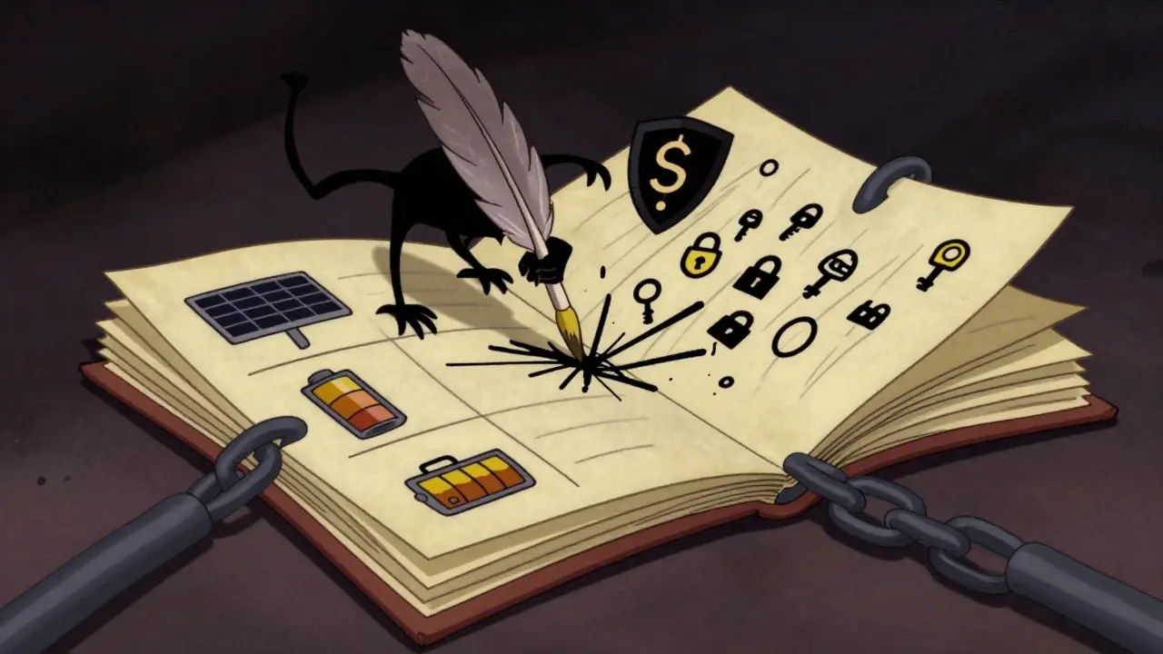 Vintage cartoon ledger resisting tampering by a shadowy figure