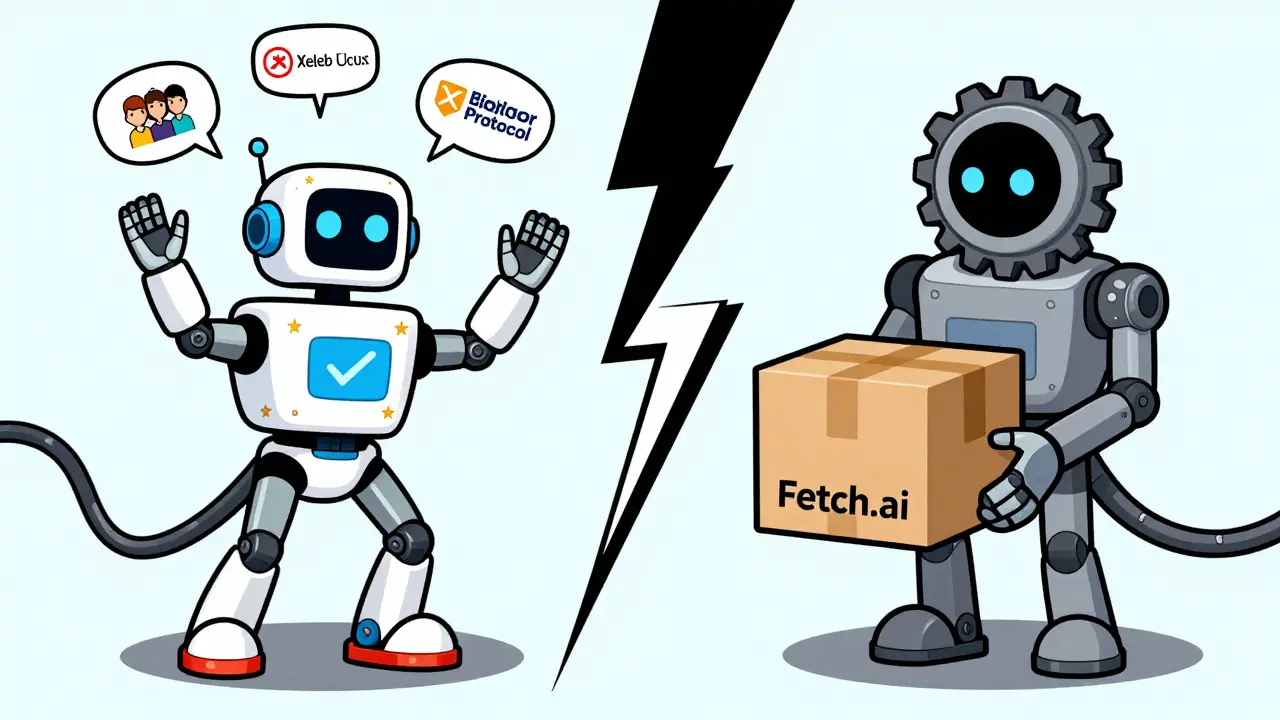 Cartoon comparison of AI influencer vs logistics agent in retro style