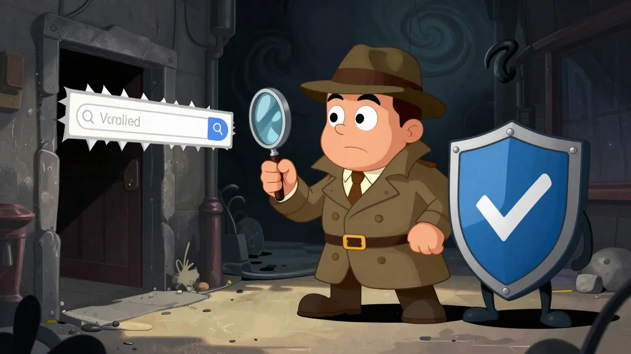 Detective checking for crypto scams in rubber hose style