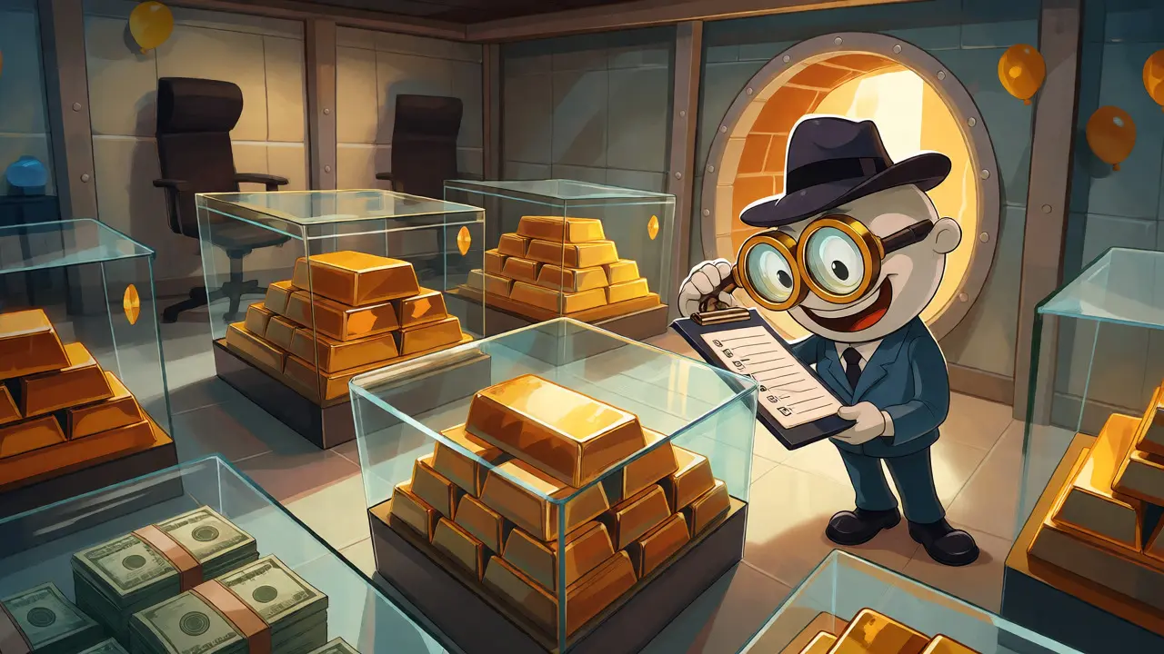 Auditor inspecting segregated stablecoin reserves in a vault