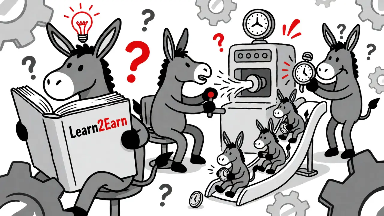 Donkeys earning tokens through learning and referrals