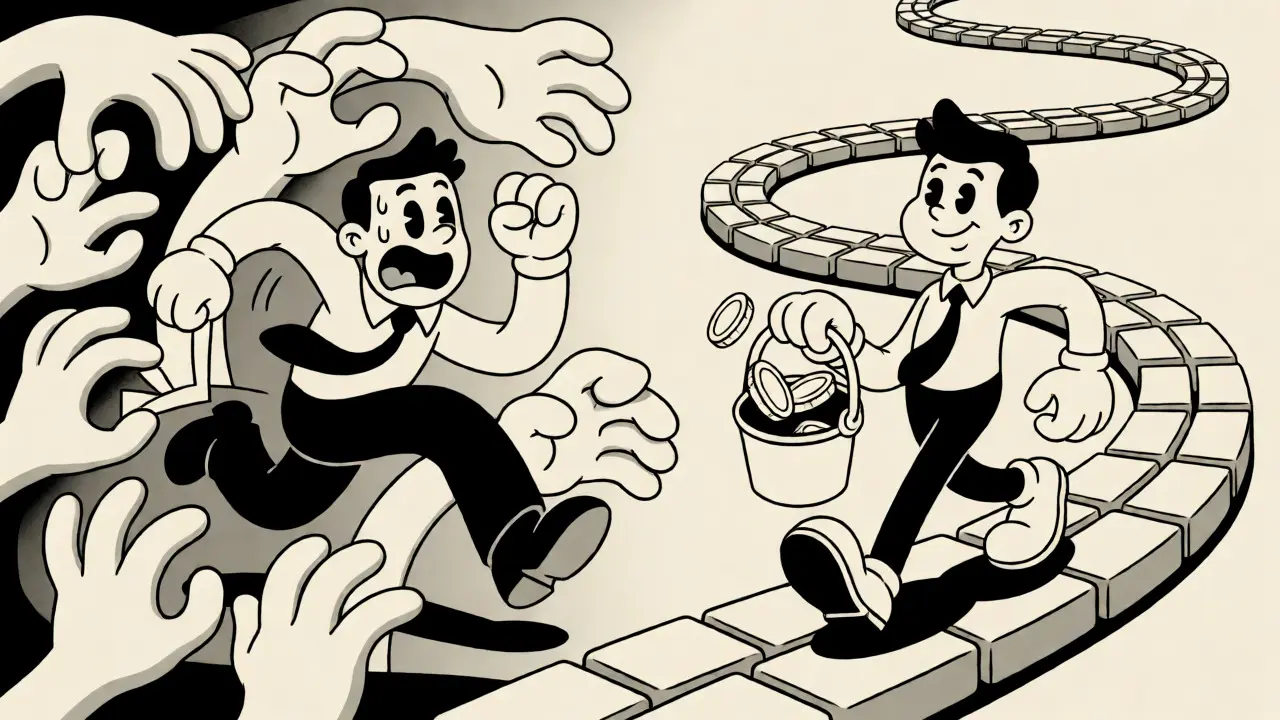 Split screen cartoon showing data privacy vs blockchain rewards