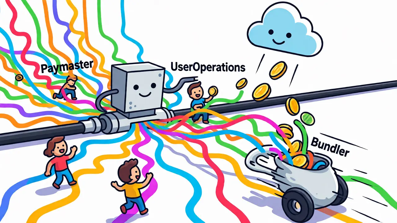 Smart contract hub gathering user operations and paymaster funding gas